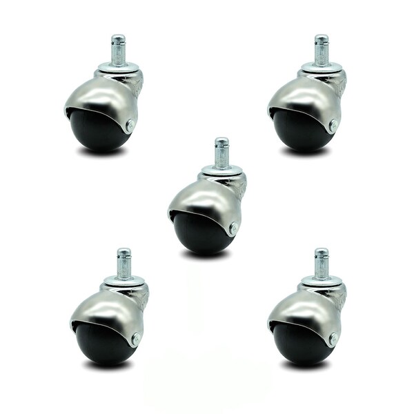2 Inch Bright Chrome Hooded Grip Ring Ball Casters, 5PK